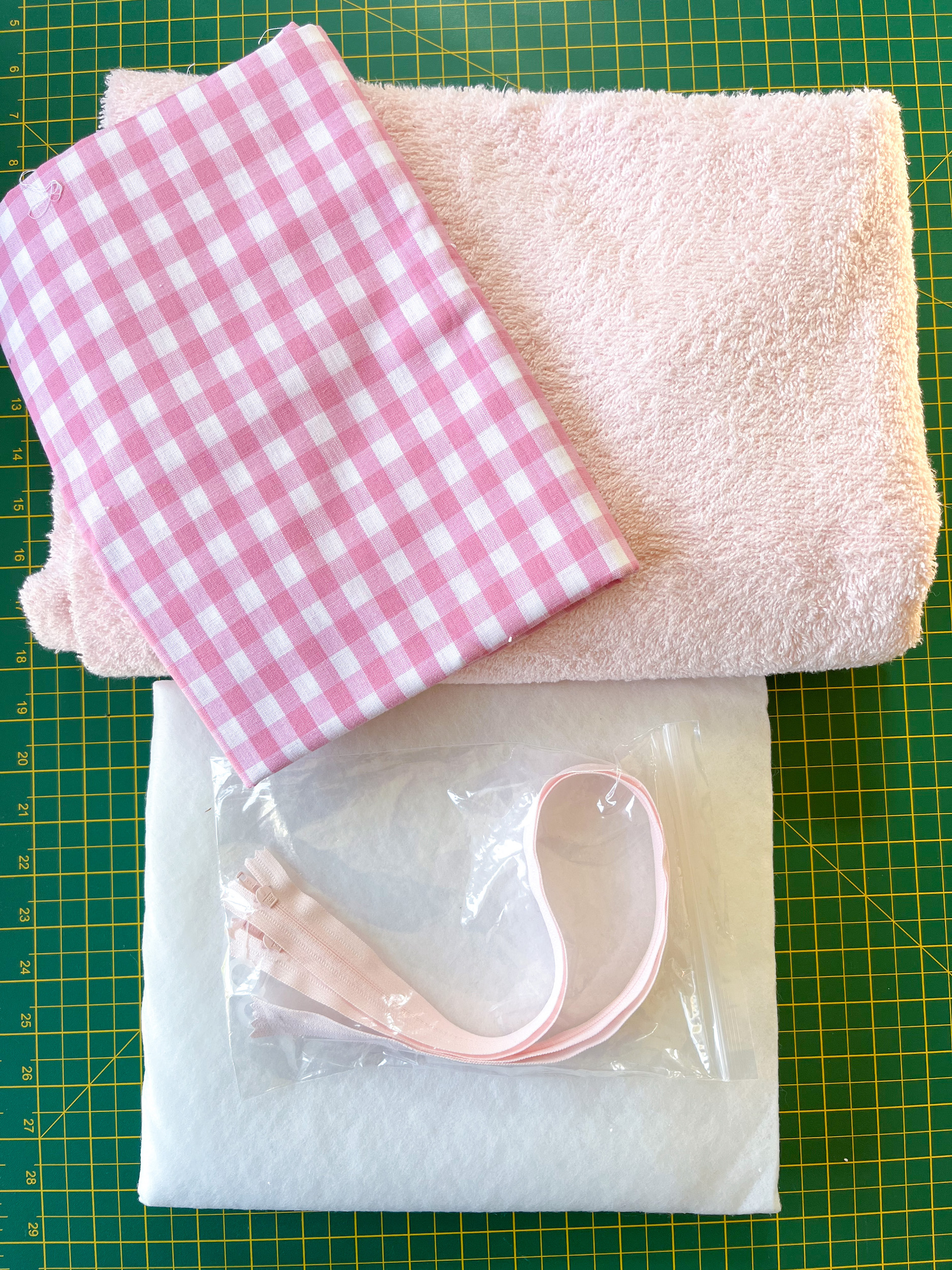DIY towelling makeup bag components