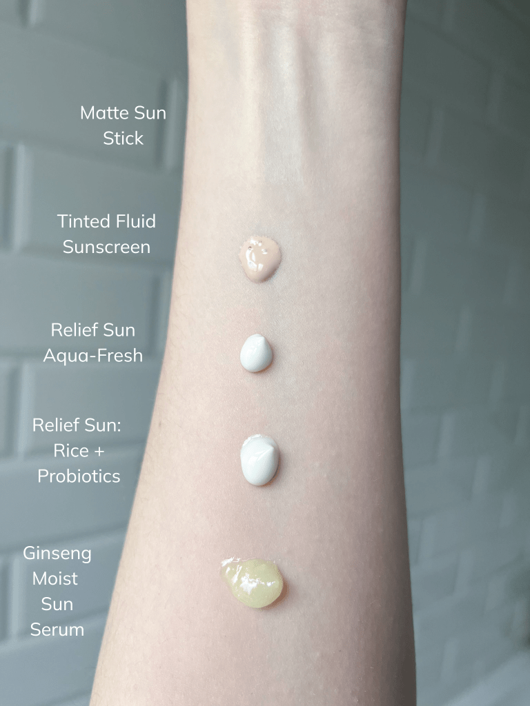 Beauty of Joseon sunscreen swatches
