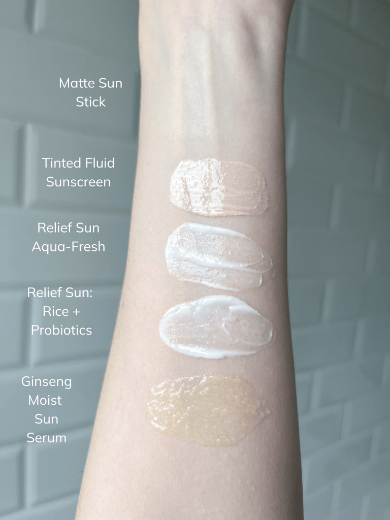 Beauty of Joseon sunscreen swatches