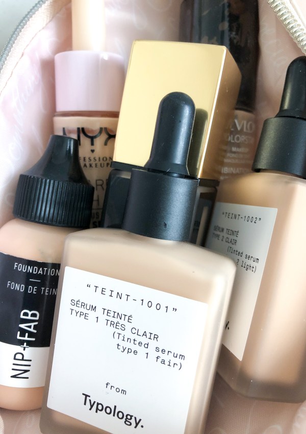 Makeup bag full of foundations