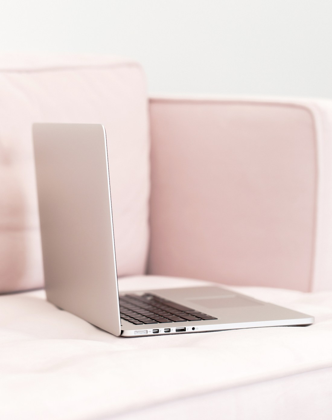 Laptop on a sofa
