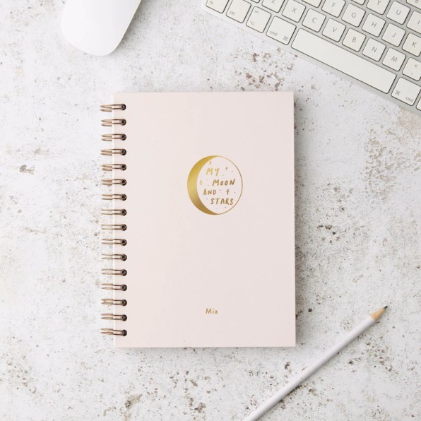 Moon and Stars Hardback Notebook A5 Lined Notebook Wiro image 0