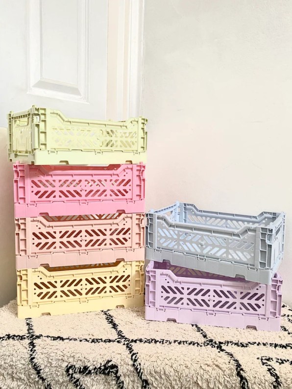 AYKASA Pastel Storage Crates Cute Pastel Storage Crate image 0