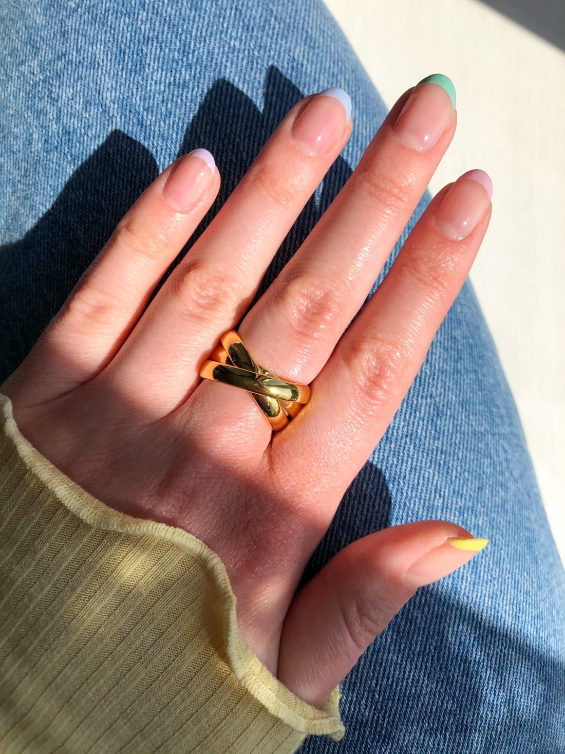 Spring nails with pastel French tips.
